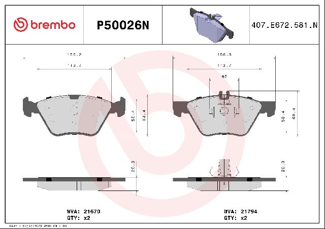 1998-2003 Mercedes-Benz CLK320 Disc Brake Pad Set - Front (Brembo)