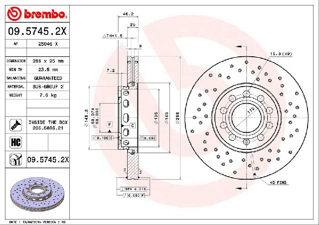 1996-2005 Audi A4 Disc Brake Rotor - Front (Brembo)
