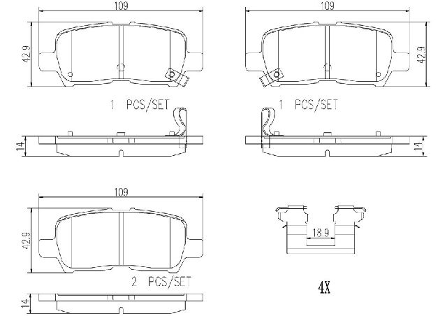 2004-2008 Pontiac Grand Prix Disc Brake Pad Set - Rear (Brembo)