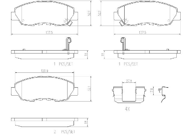 1996-2015 Honda Civic Disc Brake Pad Set - Front (Brembo)