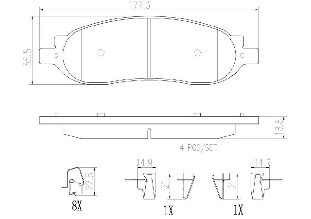 2005-2007 Ford F-350 Super Duty Disc Brake Pad Set - Rear (Brembo)