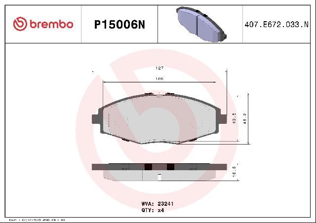 1999-2002 Daewoo Lanos Disc Brake Pad Set - Front (Brembo)