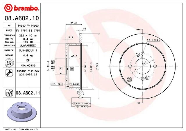2006-2011 Kia Rio Disc Brake Rotor - Rear (Brembo)