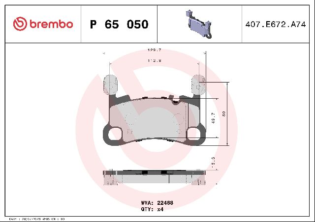 2020 Porsche Cayenne Disc Brake Pad Set - Rear (Brembo)