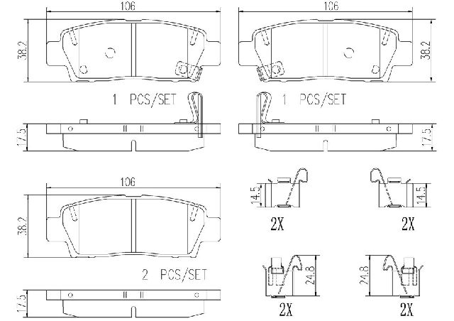 1995-1999 Toyota Avalon Disc Brake Pad Set - Rear (Brembo)