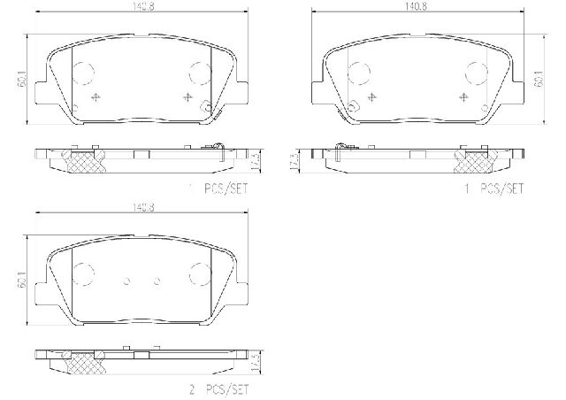 2013-2015 Hyundai Veloster Disc Brake Pad Set - Front (Brembo)