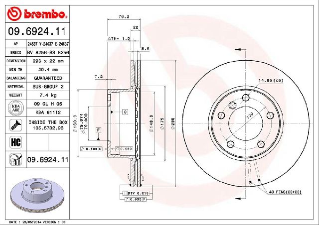 1997-2000 BMW 528i Disc Brake Rotor - Front (Brembo)