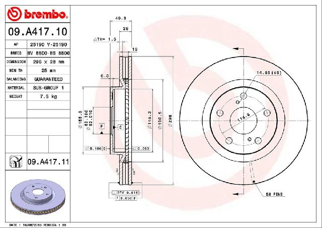 2007-2018 Lexus ES350 Disc Brake Rotor - Front (Brembo)