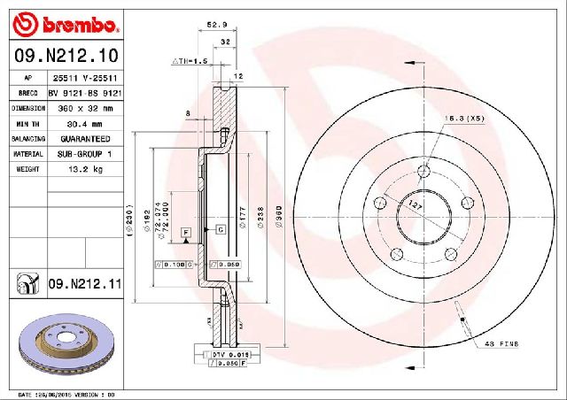 2006-2010 Jeep Grand Cherokee Disc Brake Rotor - Front (Brembo)