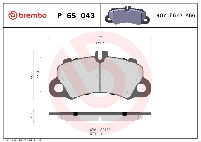 2019-2023 Porsche Cayenne Disc Brake Pad Set - Front (Brembo)