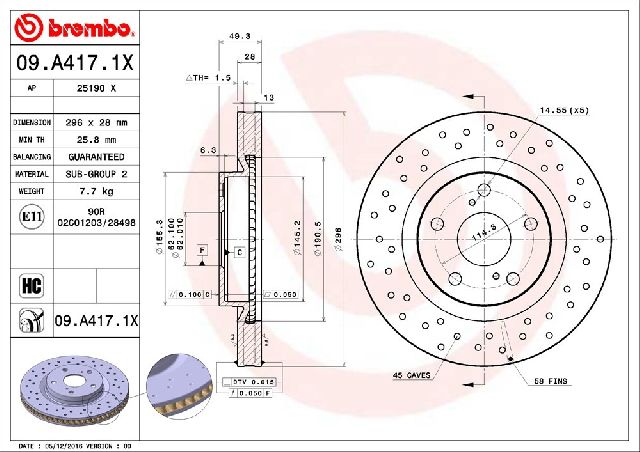 2007-2018 Lexus ES350 Disc Brake Rotor - Front (Brembo)