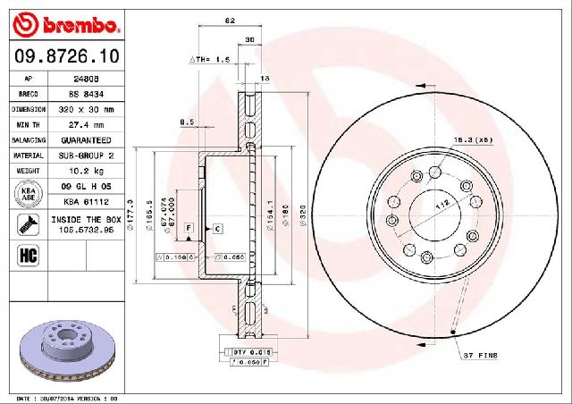 1994-1999 Mercedes-Benz S320 Disc Brake Rotor - Front (Brembo)