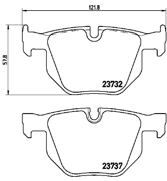 2008-2010 BMW 528i Disc Brake Pad Set - Rear (Brembo)