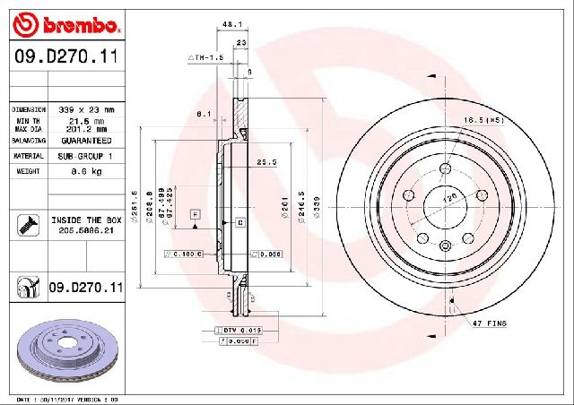 2008-2014 Cadillac CTS Disc Brake Rotor - Rear (Brembo)