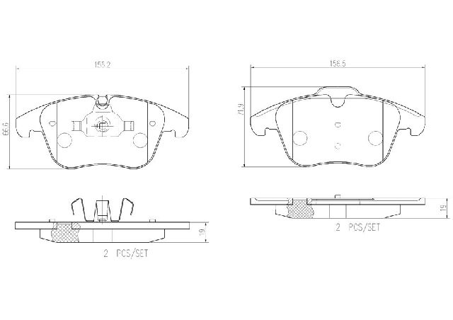 2006-2008 Jaguar S-Type Disc Brake Pad Set - Front (Brembo)