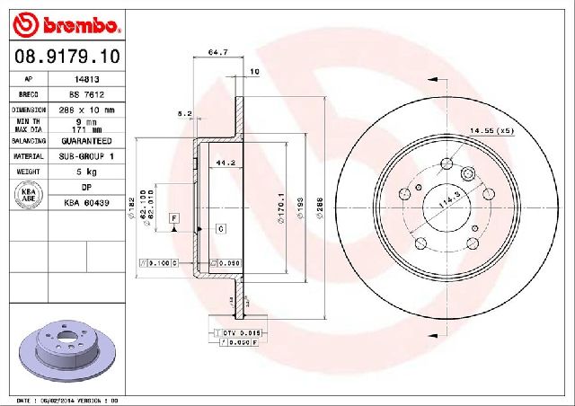 1994-1996 Lexus ES300 Disc Brake Rotor - Rear (Brembo)