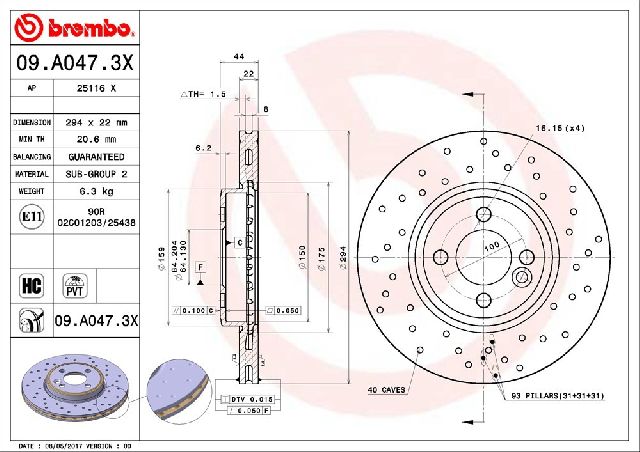 2006-2015 Mini Cooper Disc Brake Rotor - Front (Brembo)