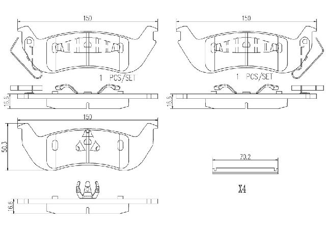 2003-2011 Lincoln Town Car Disc Brake Pad Set - Rear (Brembo)