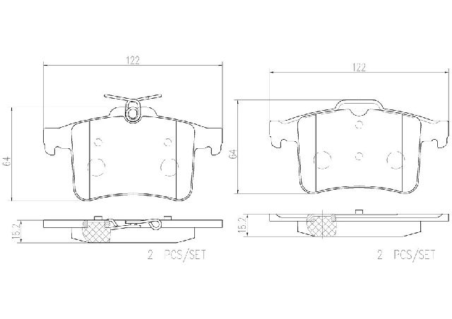 2010-2015 Jaguar XF Disc Brake Pad Set - Rear (Brembo)