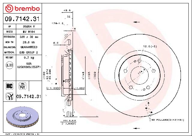 2003-2006 Mitsubishi Lancer Disc Brake Rotor - Front (Brembo)