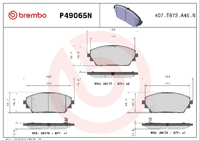2019-2023 Mazda 3 Disc Brake Pad Set - Front (Brembo)