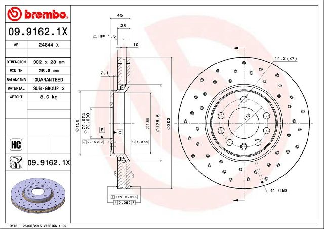 2003-2011 Saab 9-3 Disc Brake Rotor - Front (Brembo)