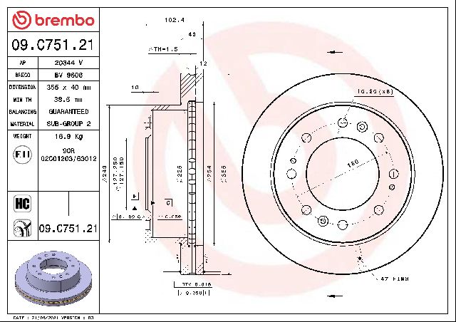 2015-2024 GMC Sierra 2500 HD Disc Brake Rotor - Front (Brembo)