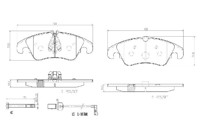 2009-2016 Audi A4 Disc Brake Pad Set - Front (Brembo)