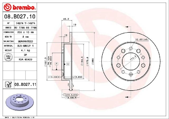 2003-2008 Hyundai Tiburon Disc Brake Rotor - Rear (Brembo)
