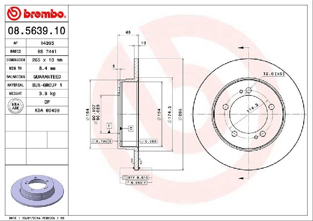 1990-1994 Plymouth Laser Disc Brake Rotor - Rear (Brembo)