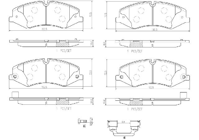2010-2017 Land Rover Range Rover Sport Disc Brake Pad Set - Front (Brembo)