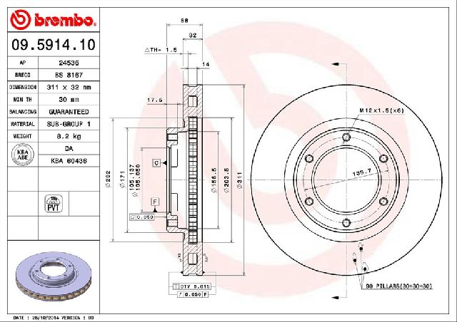 1996-1997 Lexus LX450 Disc Brake Rotor - Front (Brembo)