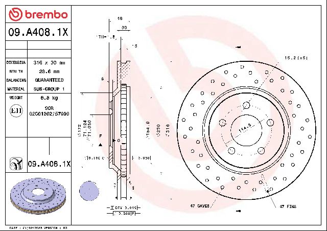 2005-2014 Ford Mustang Disc Brake Rotor - Front (Brembo)