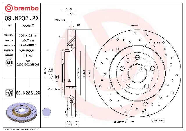 2011-2024 Dodge Durango Disc Brake Rotor - Front (Brembo)