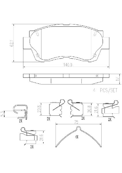 1994-1996 Lexus ES300 Disc Brake Pad Set - Front (Brembo)