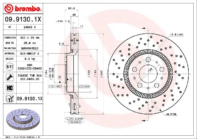 1999-2006 Volvo S80 Disc Brake Rotor - Front (Brembo)