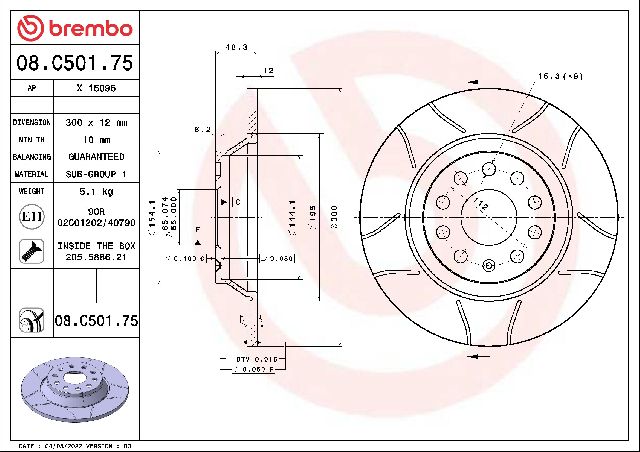 2015-2020 Audi A3 Disc Brake Rotor - Rear (Brembo)