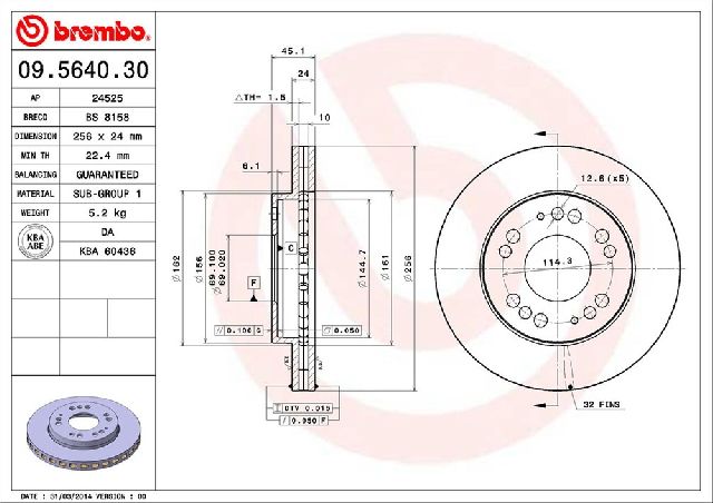 1999-2000 Mitsubishi Galant Disc Brake Rotor - Front (Brembo)
