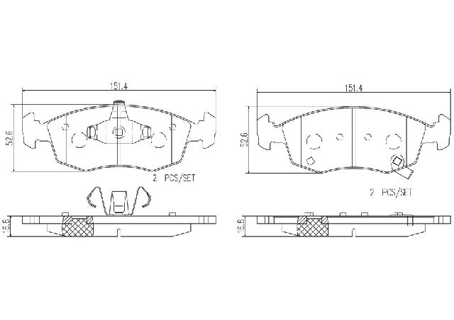 2012-2017 Fiat 500 Disc Brake Pad Set - Front (Brembo)
