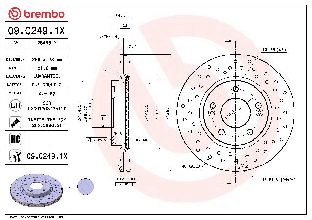2012-2021 Hyundai Veloster Disc Brake Rotor - Front (Brembo)
