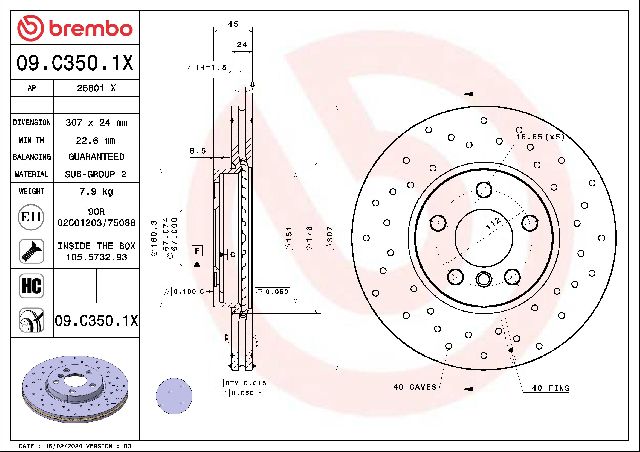 2021-2023 Mini Cooper Disc Brake Rotor - Front (Brembo)