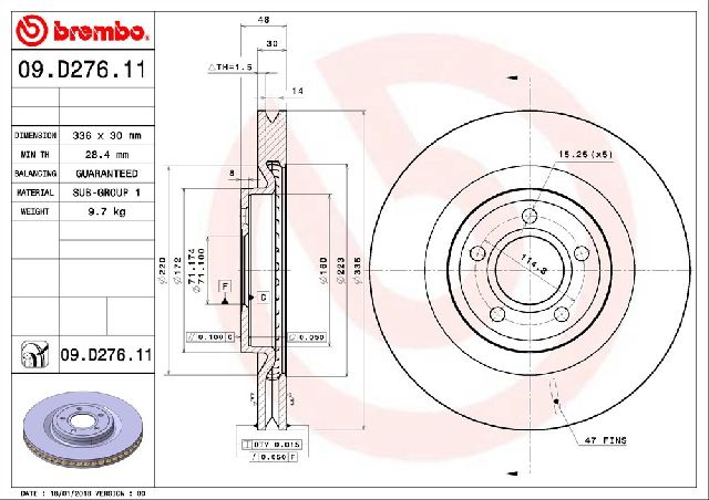 2011-2014 Ford Mustang Disc Brake Rotor - Front (Brembo)