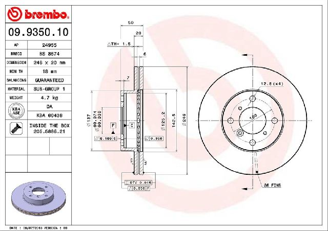 1999-2002 Suzuki Esteem Disc Brake Rotor - Front (Brembo)