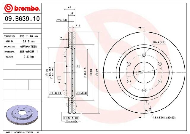2013-2015 Acura ILX Disc Brake Rotor - Rear (Brembo)