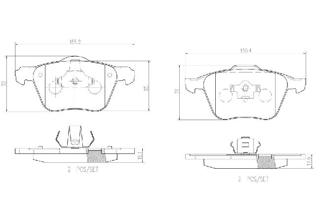 2001-2007 Volvo V70 Disc Brake Pad Set - Front (Brembo)