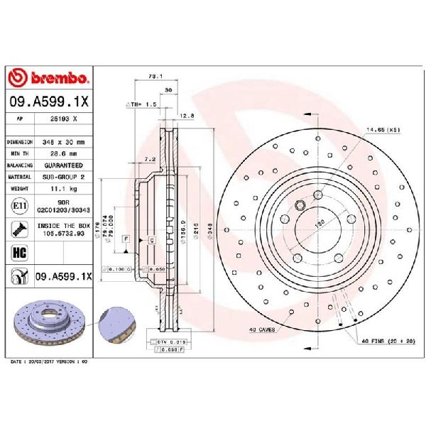 2009-2013 BMW 335i xDrive Disc Brake Rotor - Front (Brembo)