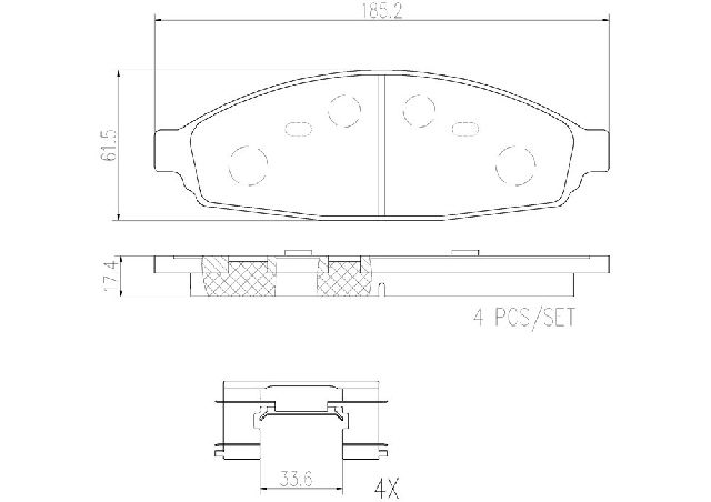 2003-2011 Lincoln Town Car Disc Brake Pad Set - Front (Brembo)