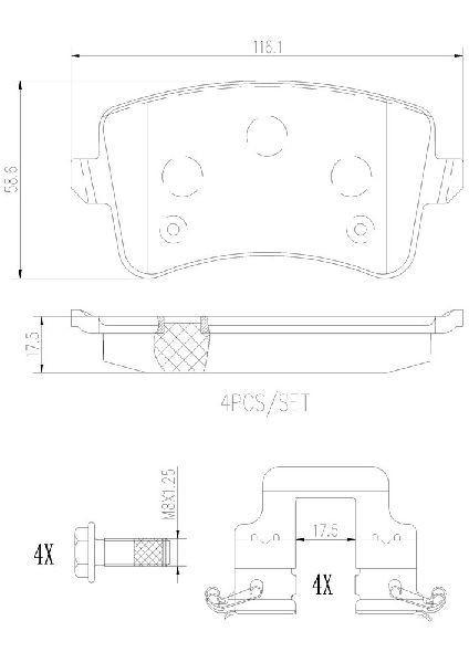 2009-2016 Audi A4 Disc Brake Pad Set - Rear (Brembo)