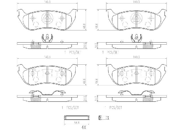 2002-2010 Mercury Mountaineer Disc Brake Pad Set - Rear (Brembo)