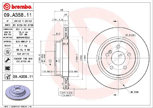 2013-2015 Mercedes-Benz GLK250 Disc Brake Rotor - Rear (Brembo)